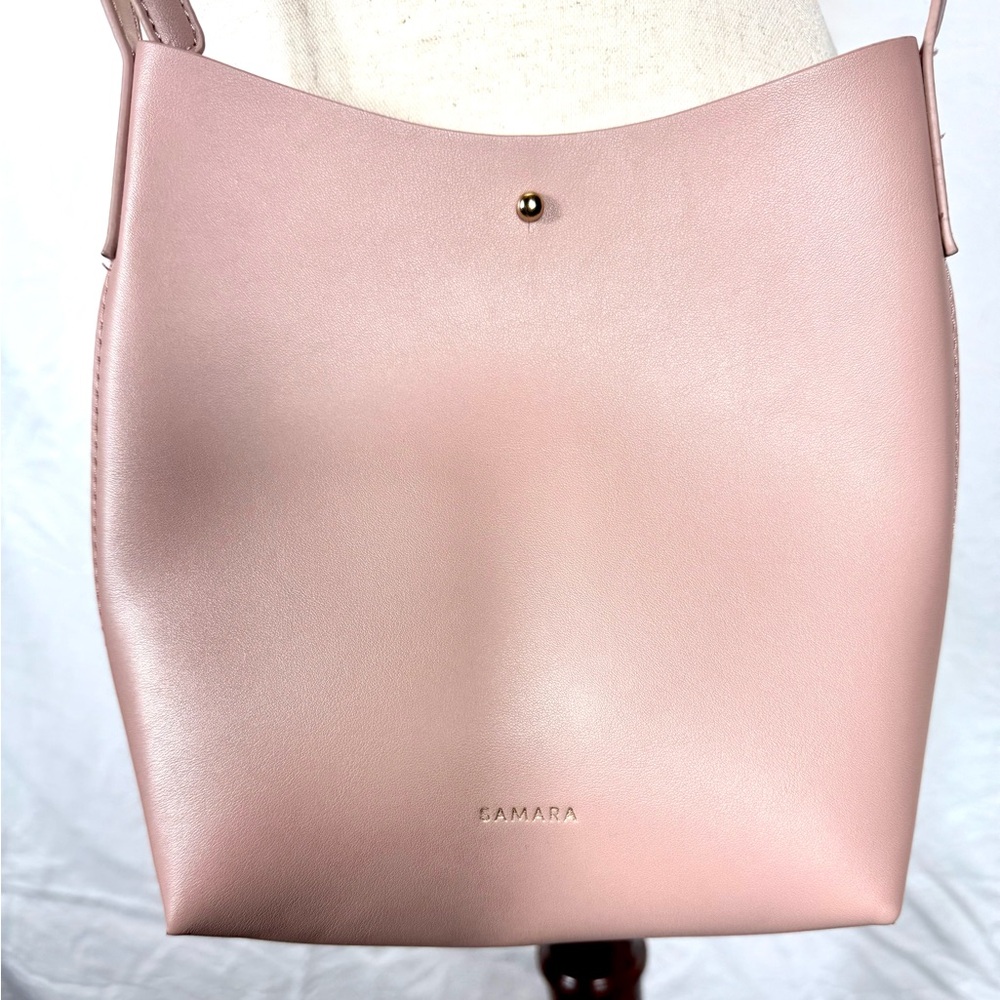 Samara Anthropologie Crossbody Vegan Handbag in Light Pink.